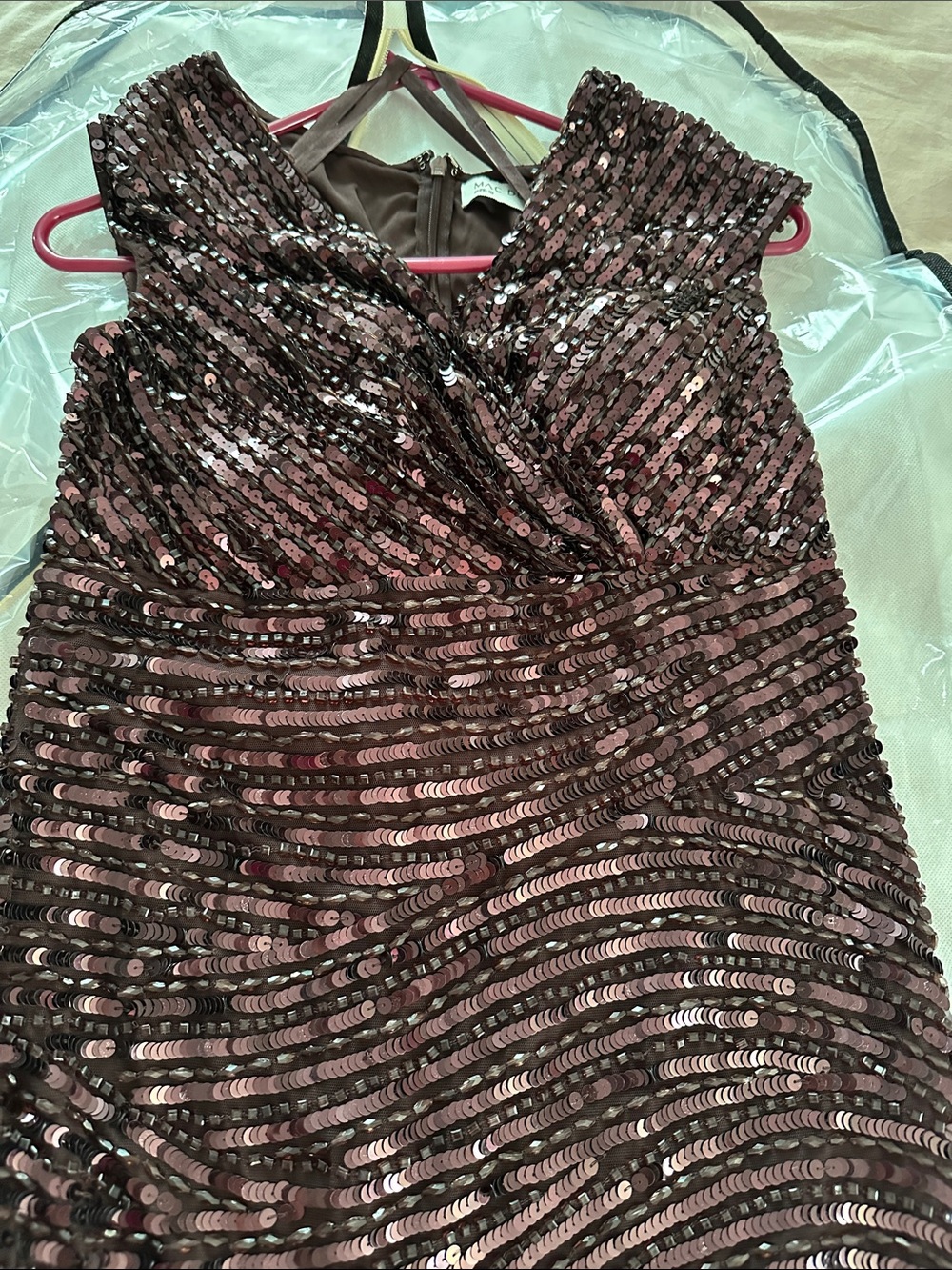 Mac Duggal Bronze Sequin Formal Gown - Picture 5 of 5